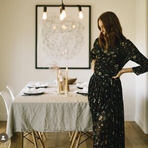 Doen Black Floral Long Sleeve Dress